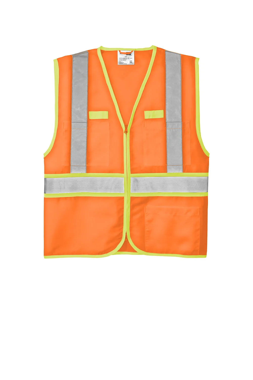CornerStone Mens ANSI 107 Class 2 Safety Full Zip Vest - Safety Orange