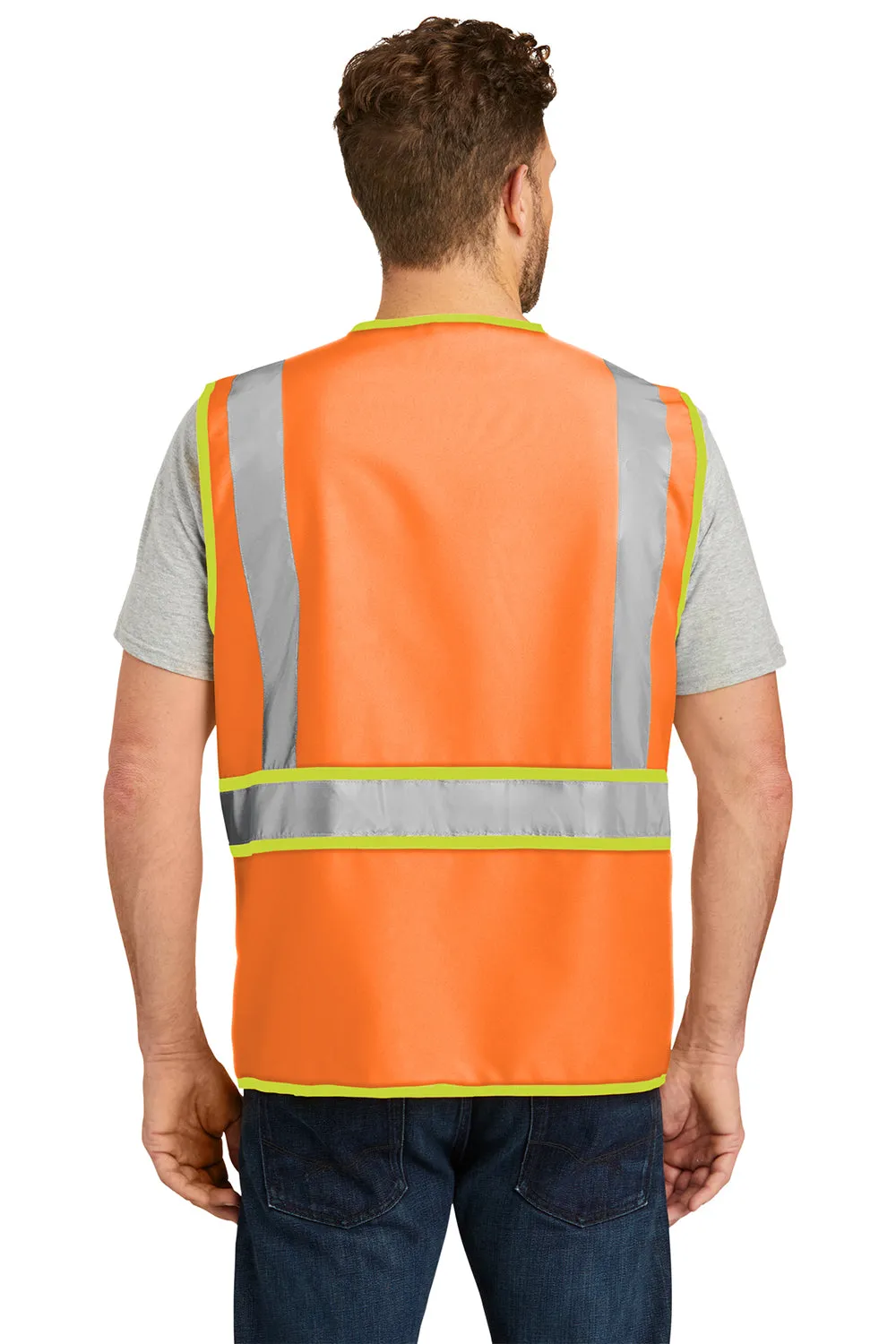 CornerStone Mens ANSI 107 Class 2 Safety Full Zip Vest - Safety Orange