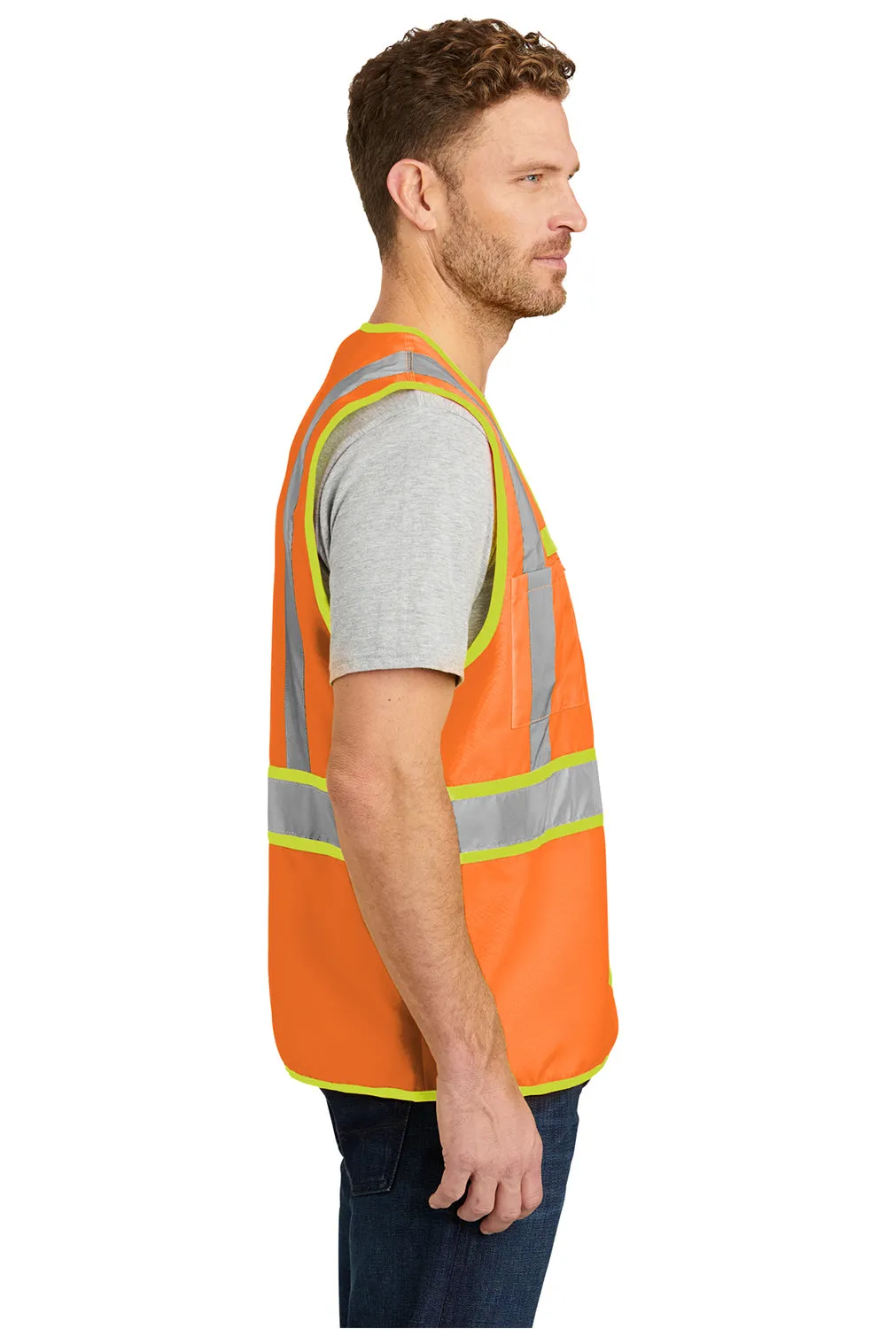 CornerStone Mens ANSI 107 Class 2 Safety Full Zip Vest - Safety Orange