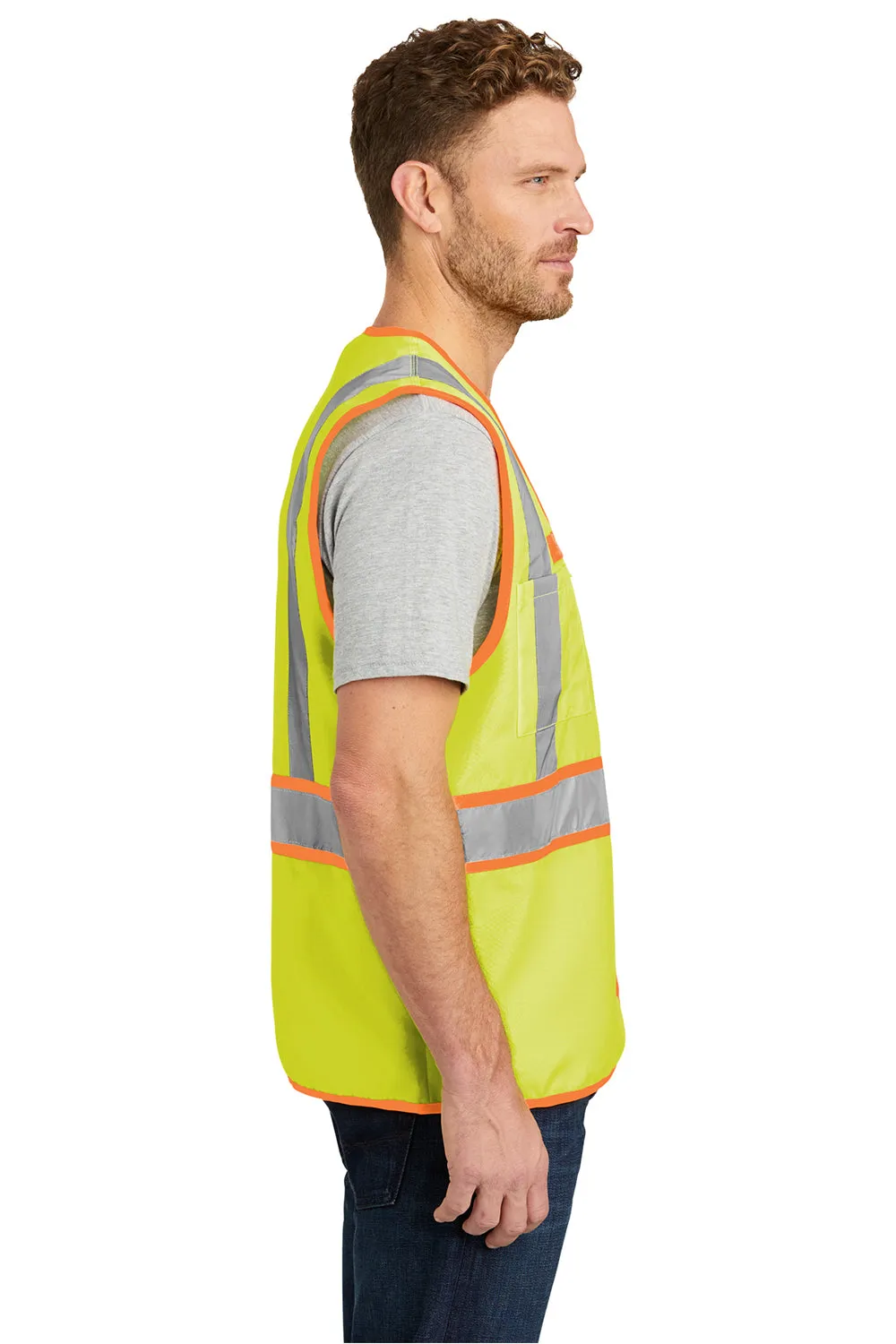 CornerStone Mens ANSI 107 Class 2 Safety Full Zip Vest - Safety Yellow
