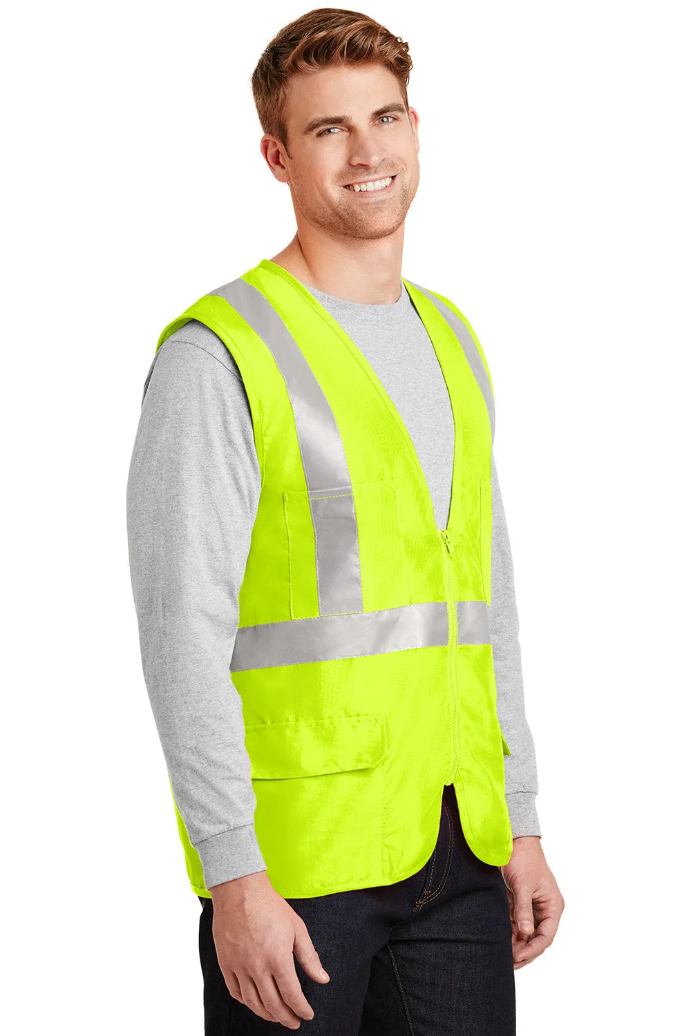 CornerStone Mens ANSI 107 Class 2 Safety Full Zip Vest - Safety Yellow