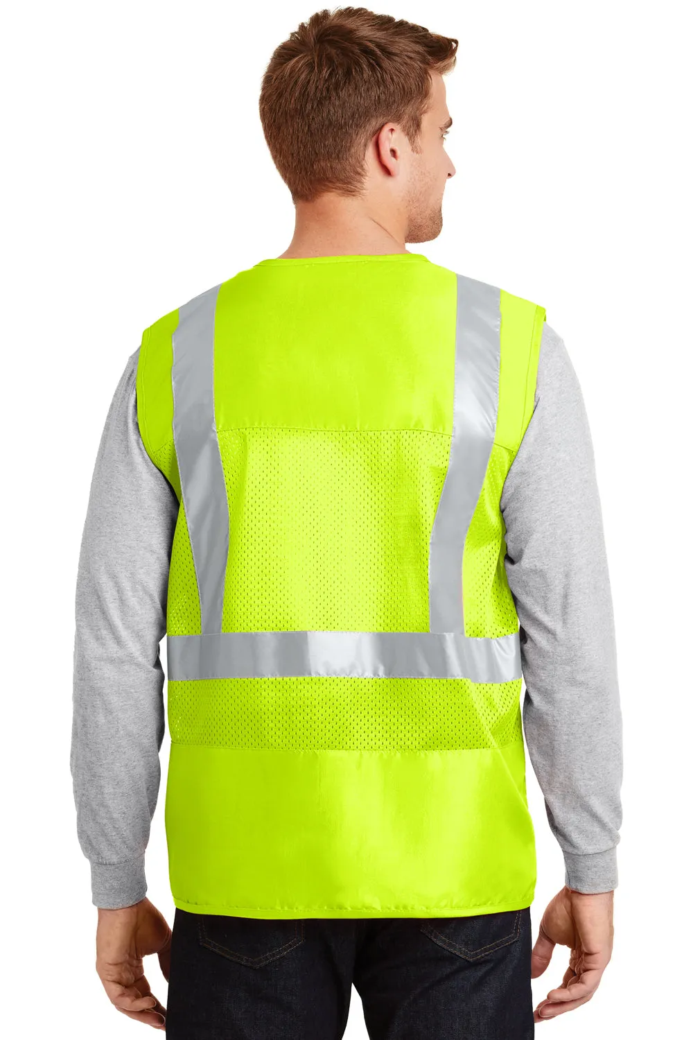 CornerStone Mens ANSI 107 Class 2 Safety Full Zip Vest - Safety Yellow