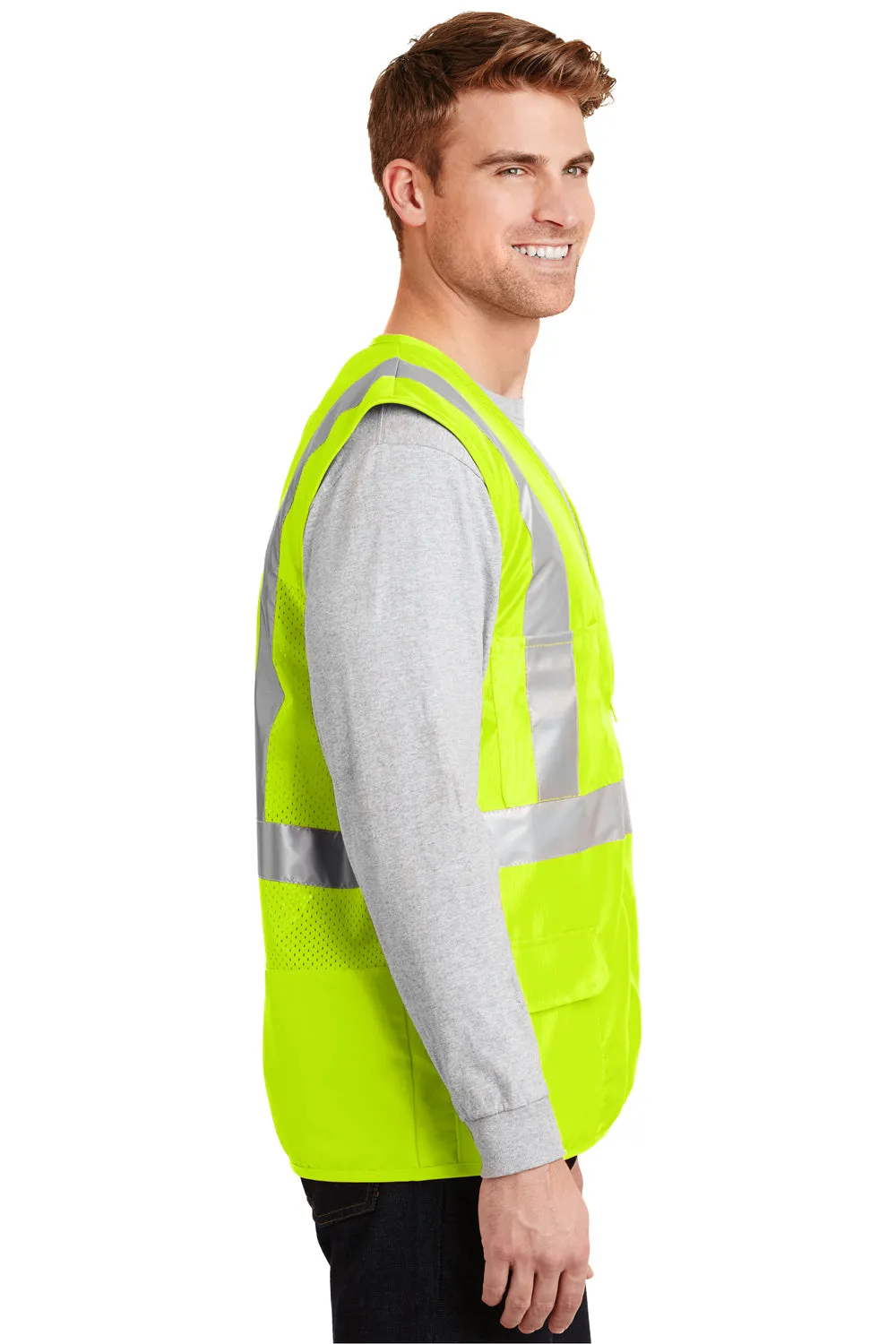 CornerStone Mens ANSI 107 Class 2 Safety Full Zip Vest - Safety Yellow