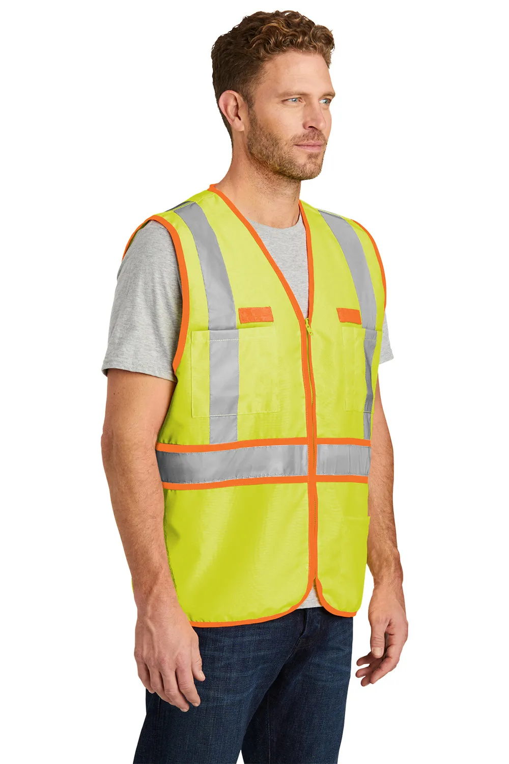 CornerStone Mens ANSI 107 Class 2 Safety Full Zip Vest - Safety Yellow