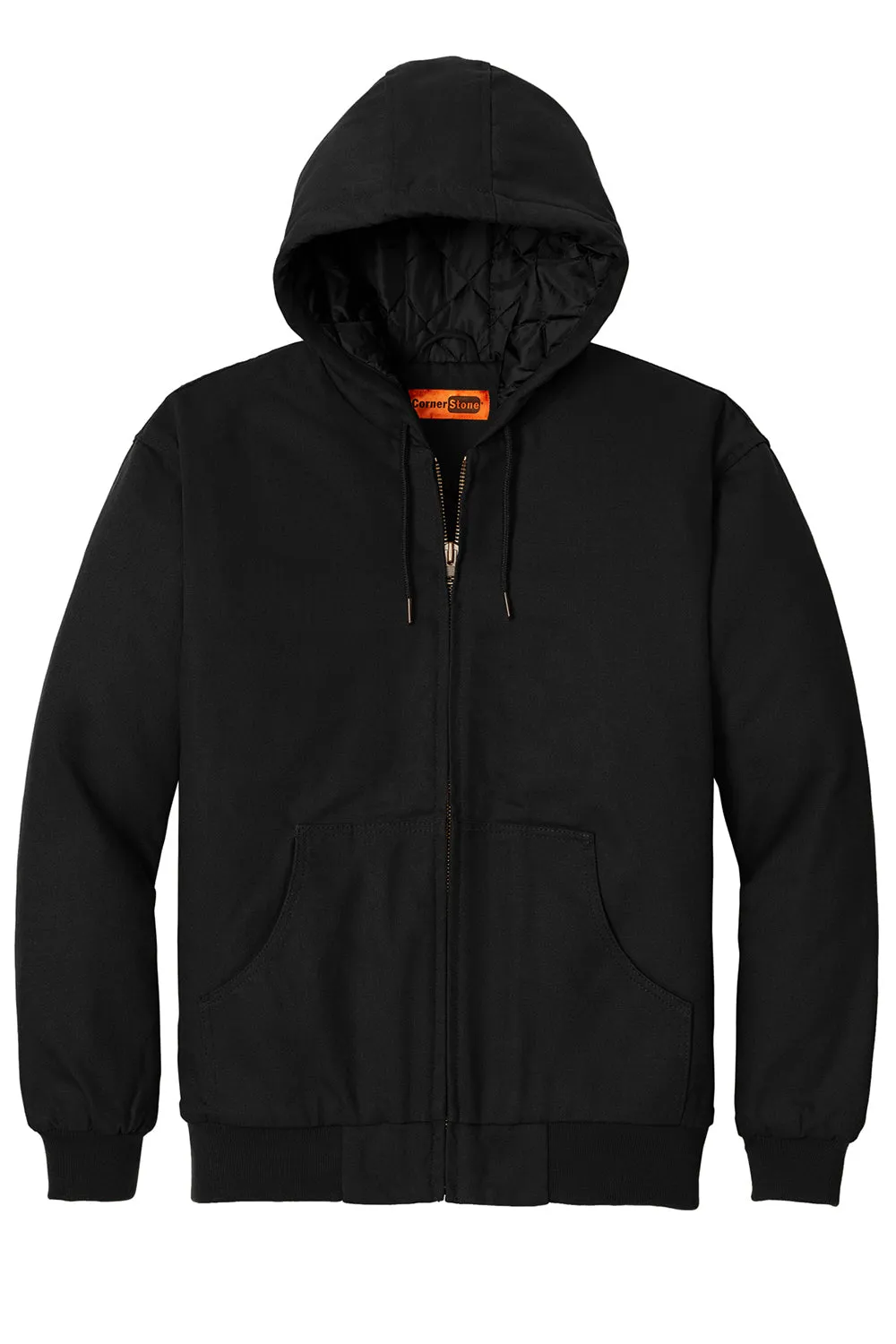 CornerStone Mens Duck Cloth Full Zip Hooded Jacket - Black