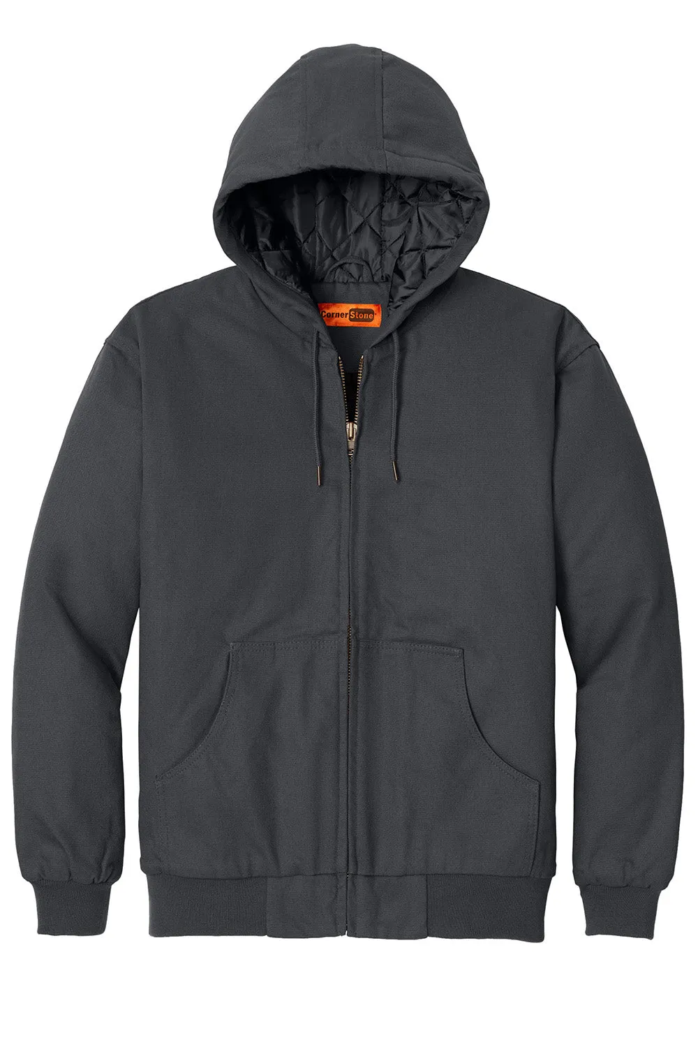 CornerStone Mens Duck Cloth Full Zip Hooded Jacket - Charcoal Grey