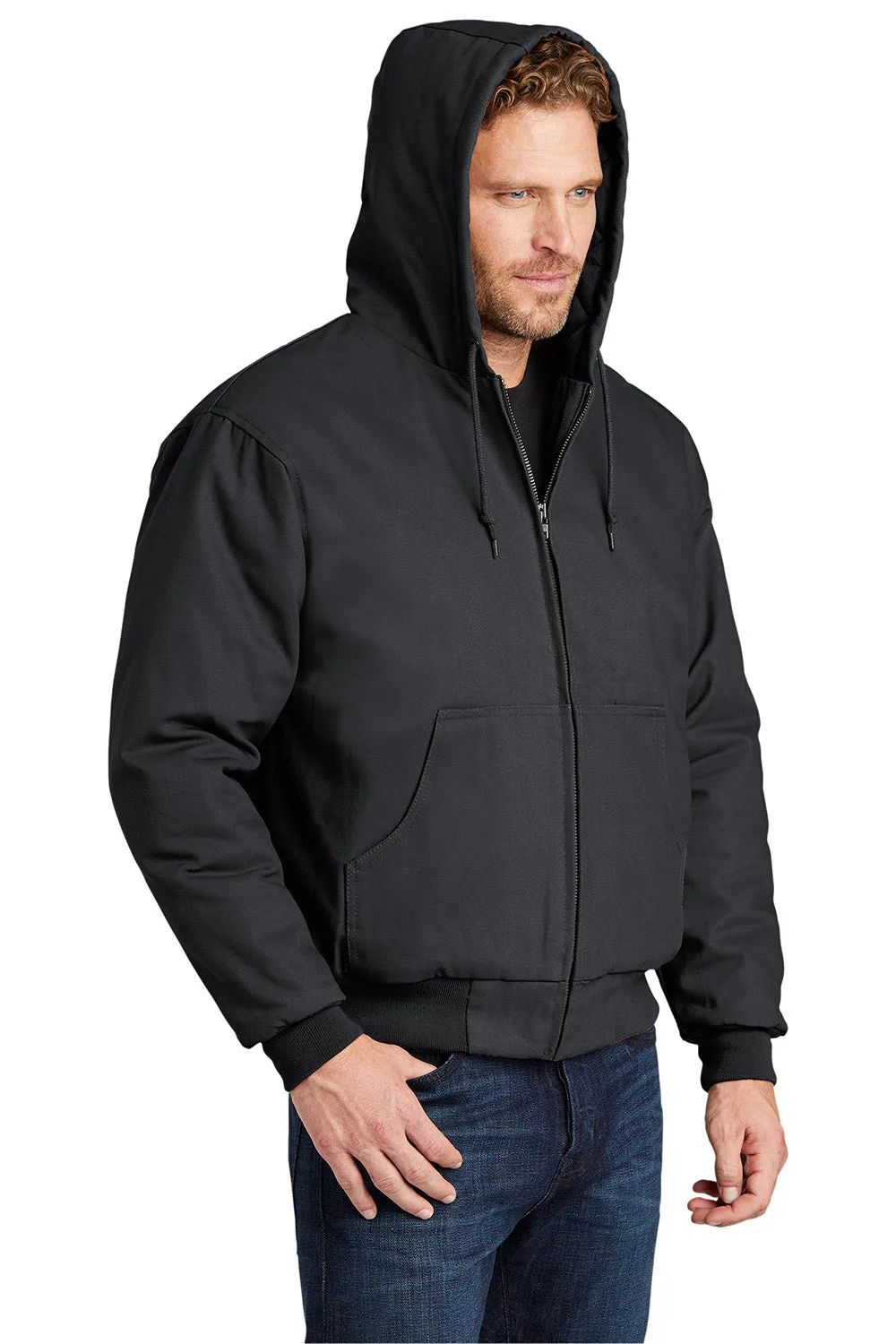 CornerStone Mens Duck Cloth Full Zip Hooded Jacket - Charcoal Grey