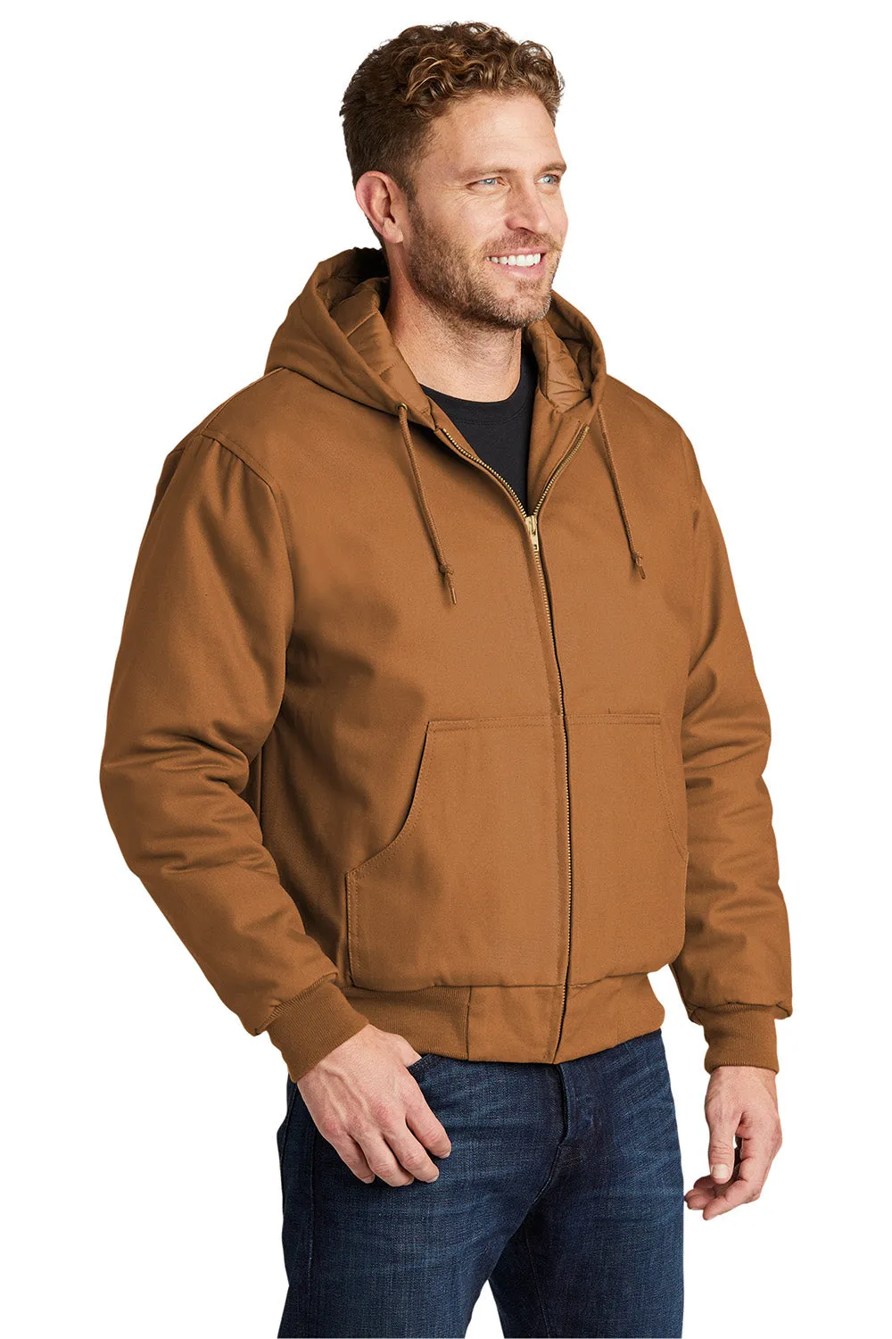 CornerStone Mens Duck Cloth Full Zip Hooded Jacket - Duck Brown