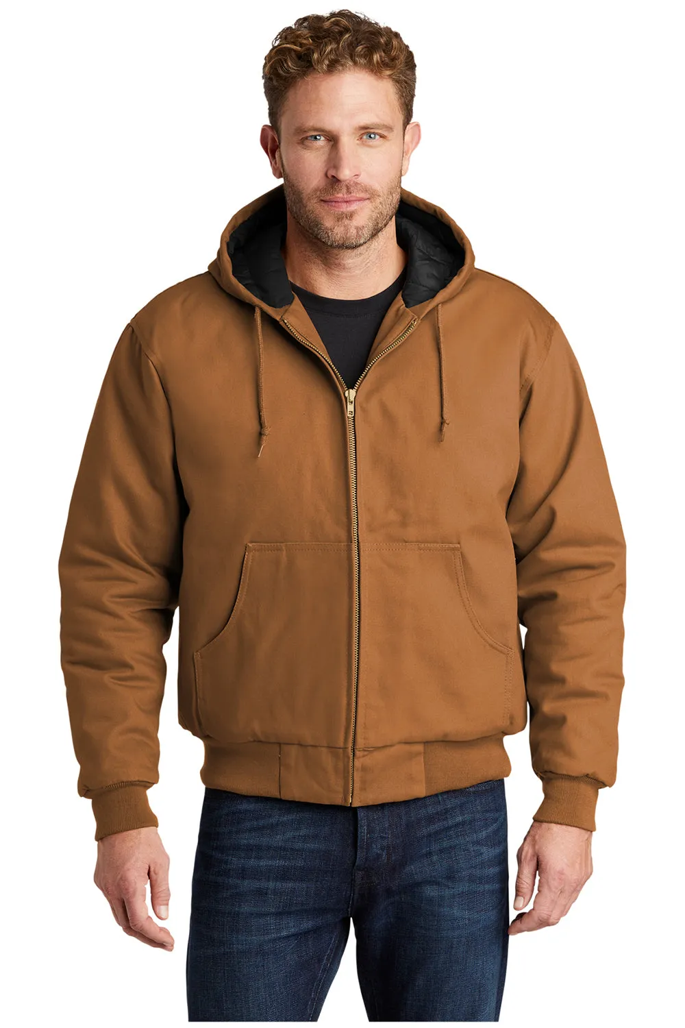 CornerStone Mens Duck Cloth Full Zip Hooded Jacket - Duck Brown