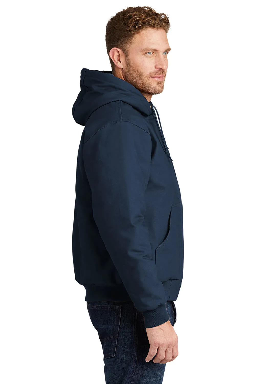 CornerStone Mens Duck Cloth Full Zip Hooded Jacket - Navy Blue