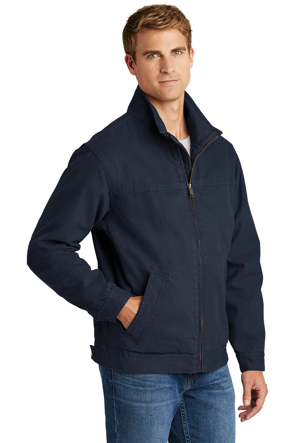 CornerStone Mens Duck Cloth Full Zip Jacket - Navy Blue