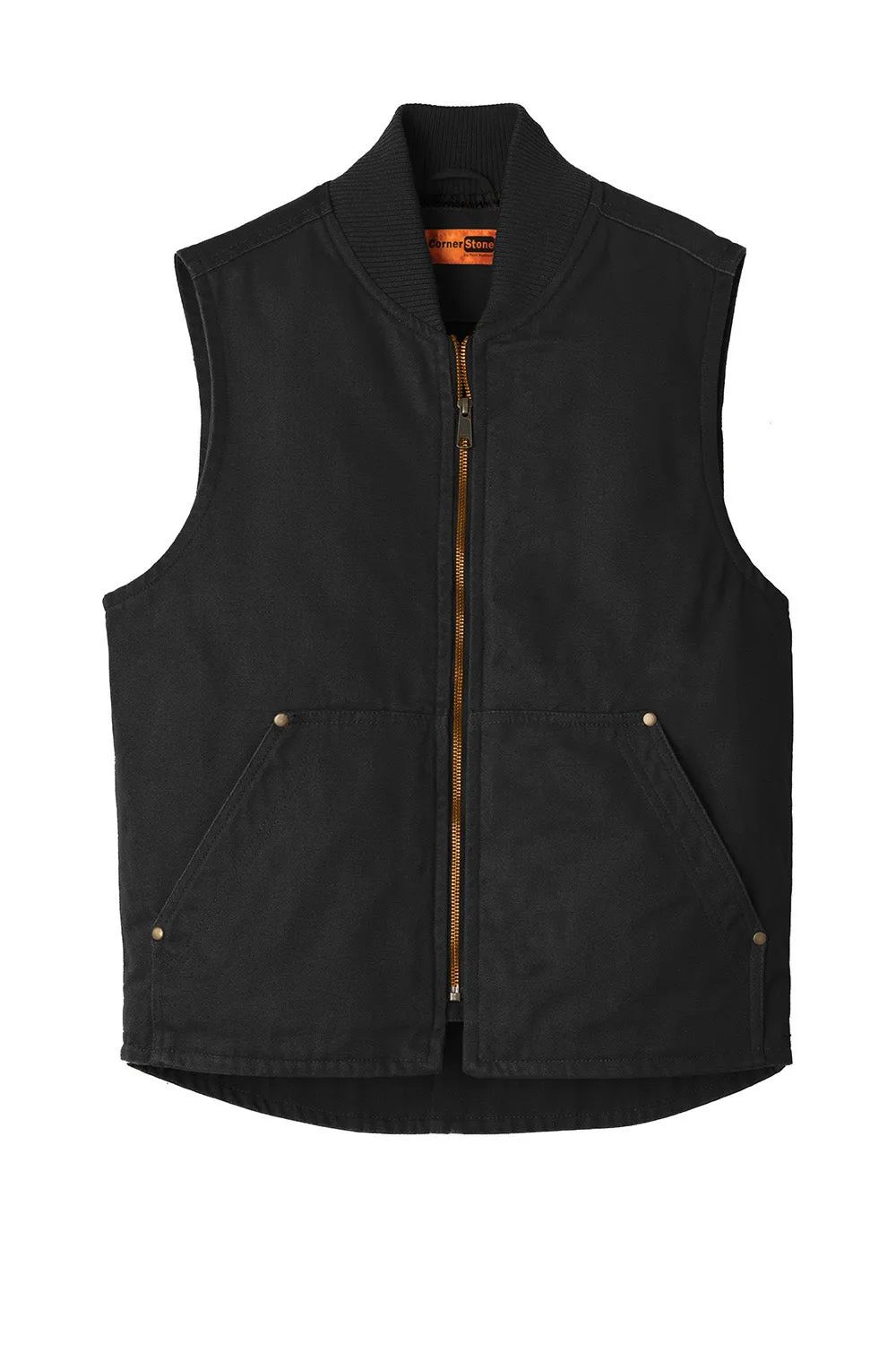 CornerStone Mens Duck Cloth Full Zip Vest - Black