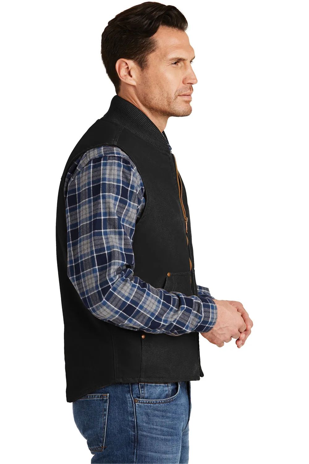 CornerStone Mens Duck Cloth Full Zip Vest - Black