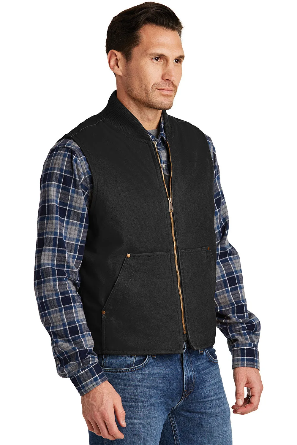 CornerStone Mens Duck Cloth Full Zip Vest - Black