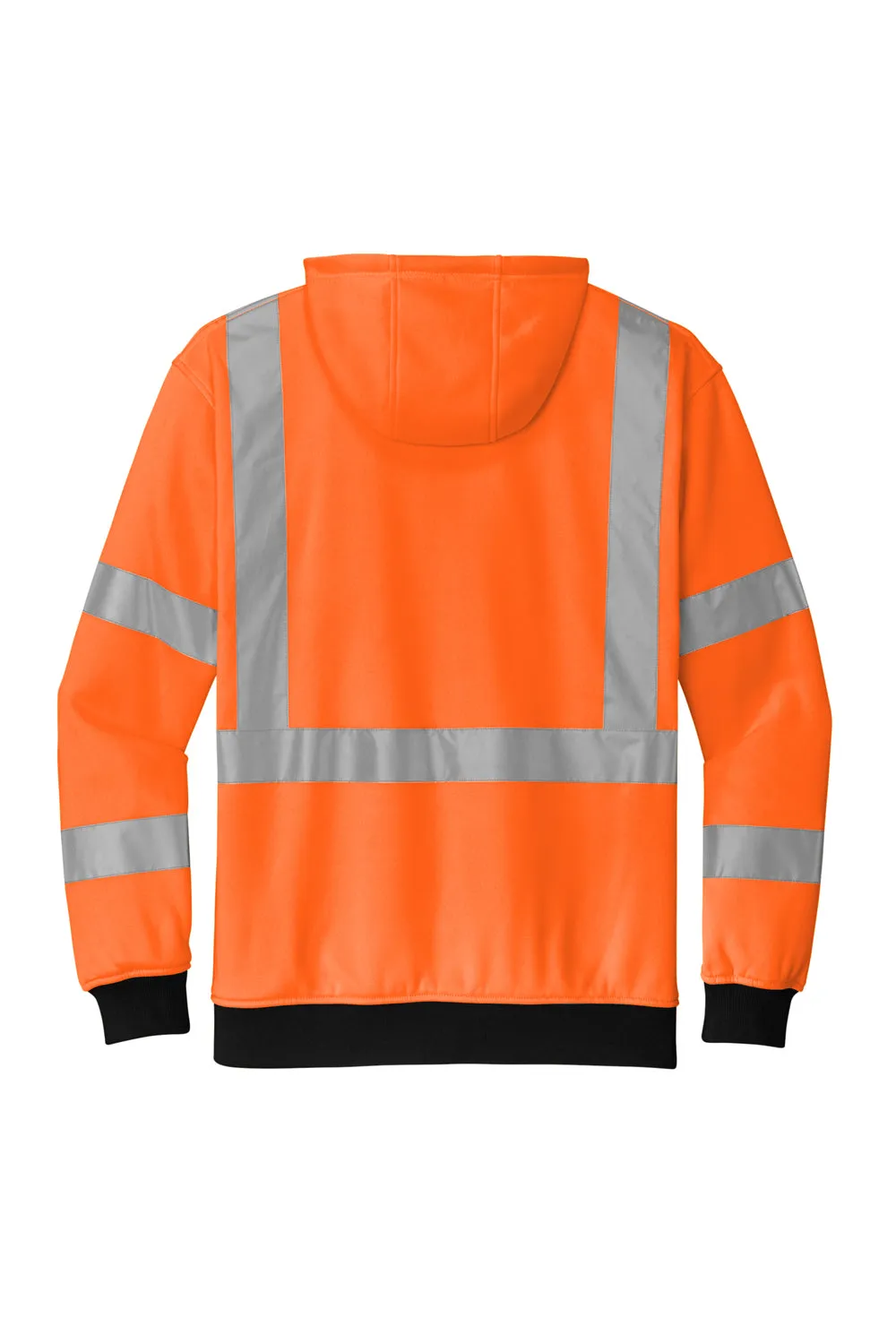 CornerStone Mens Enhanced Visibility Fleece Full Zip Hooded Sweatshirt Hoodie w/ Pockets - Safety Orange