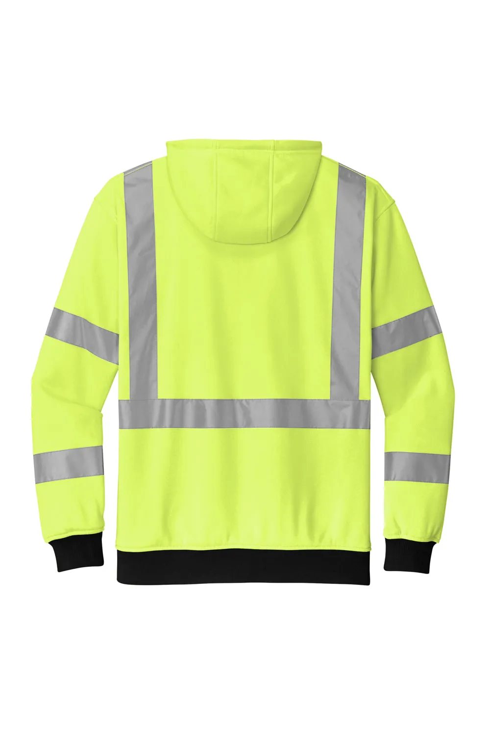 CornerStone Mens Enhanced Visibility Fleece Full Zip Hooded Sweatshirt Hoodie w/ Pockets - Safety Yellow