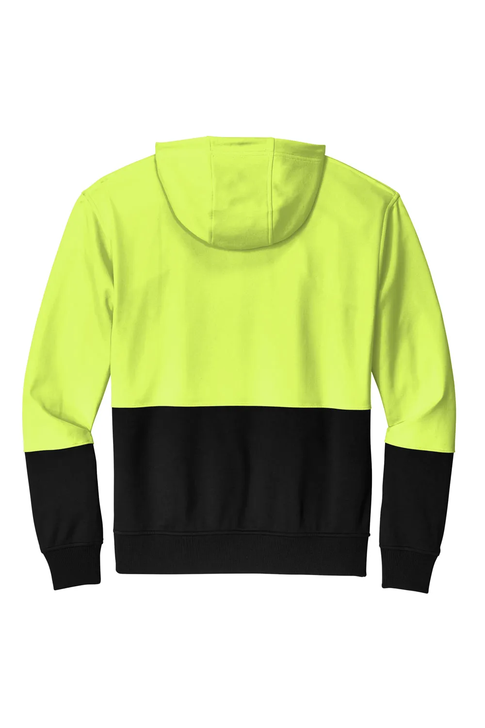 CornerStone Mens Enhanced Visibility Moisture Wicking Fleece Hooded Sweatshirt Hoodie w/ Pouch Pocket - Safety Yellow