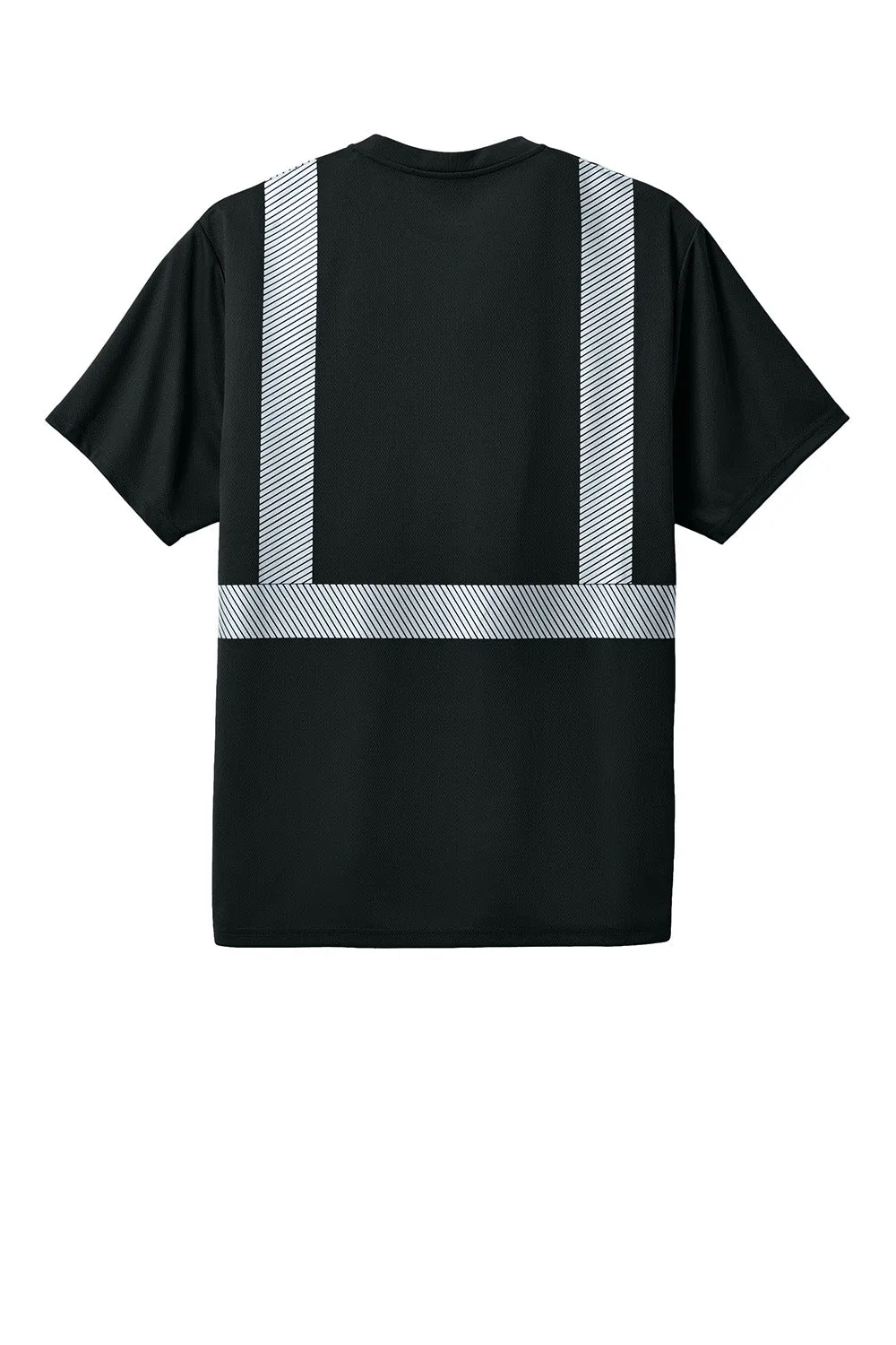 CornerStone Mens Enhanced Visibility Moisture Wicking Short Sleeve Crewneck T-Shirt w/ Pocket - Black