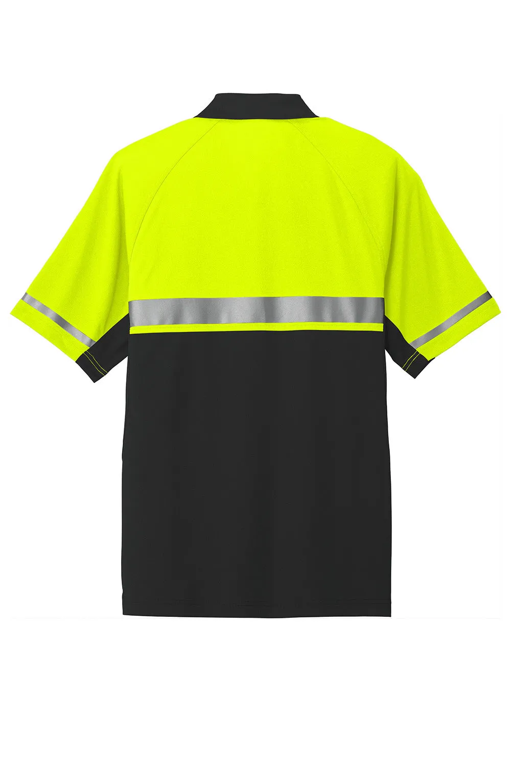 CornerStone Mens Enhanced Visibility Moisture Wicking Short Sleeve Polo Shirt - Safety Yellow/Black