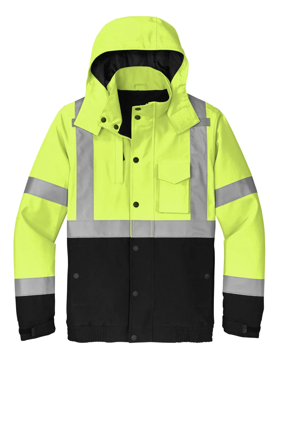 CornerStone Mens Enhanced Visibility Waterproof Ripstop Full Zip Hooded Jacket - Safety Yellow