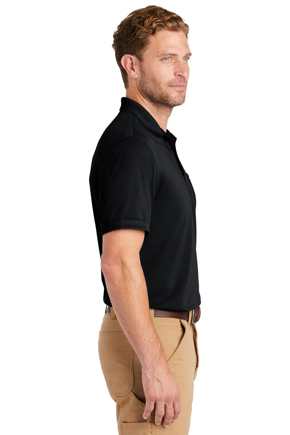 CornerStone Mens Industrial Moisture Wicking Short Sleeve Polo Shirt w/ Pocket - Navy Blue