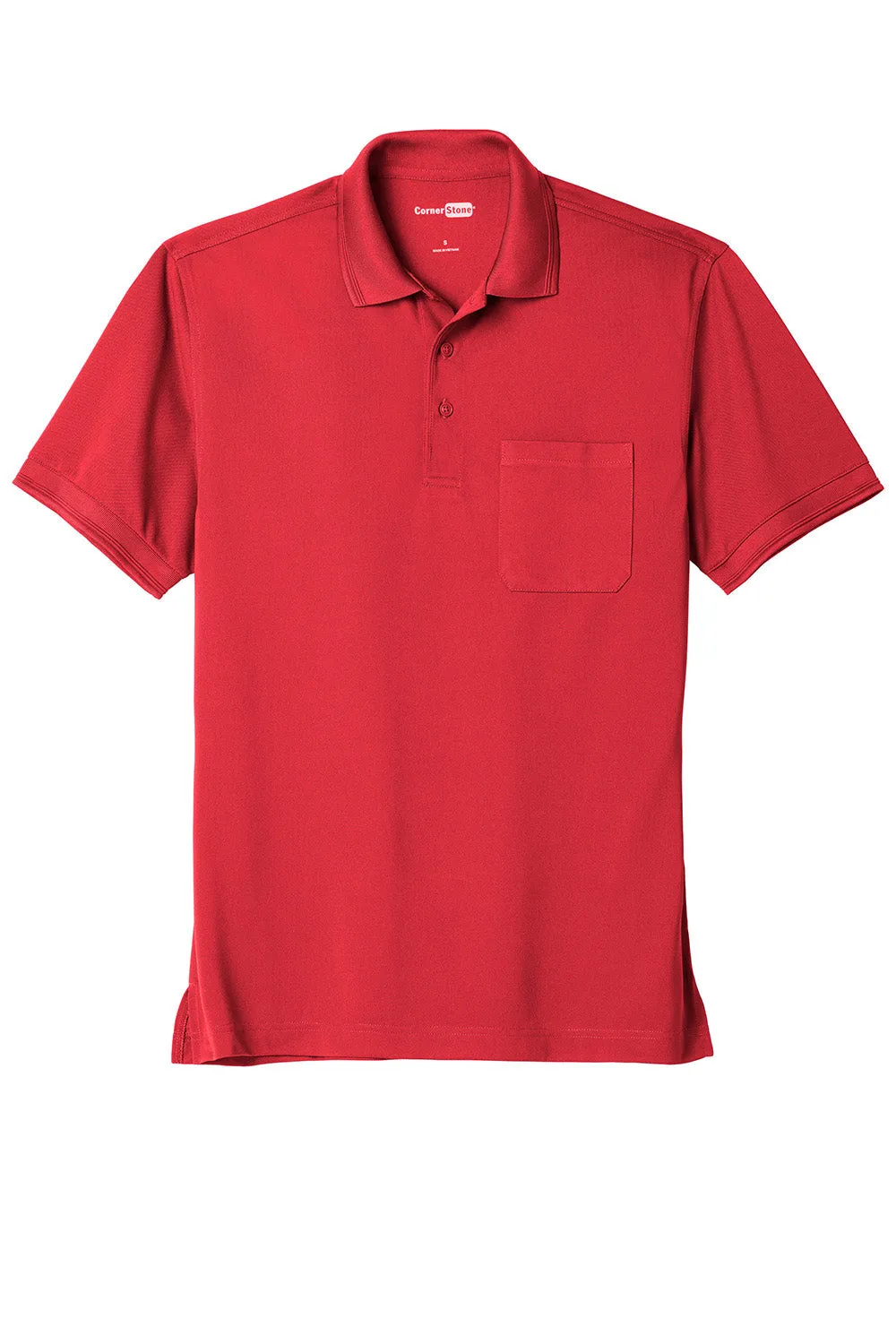 CornerStone Mens Industrial Moisture Wicking Short Sleeve Polo Shirt w/ Pocket - Red - Closeout