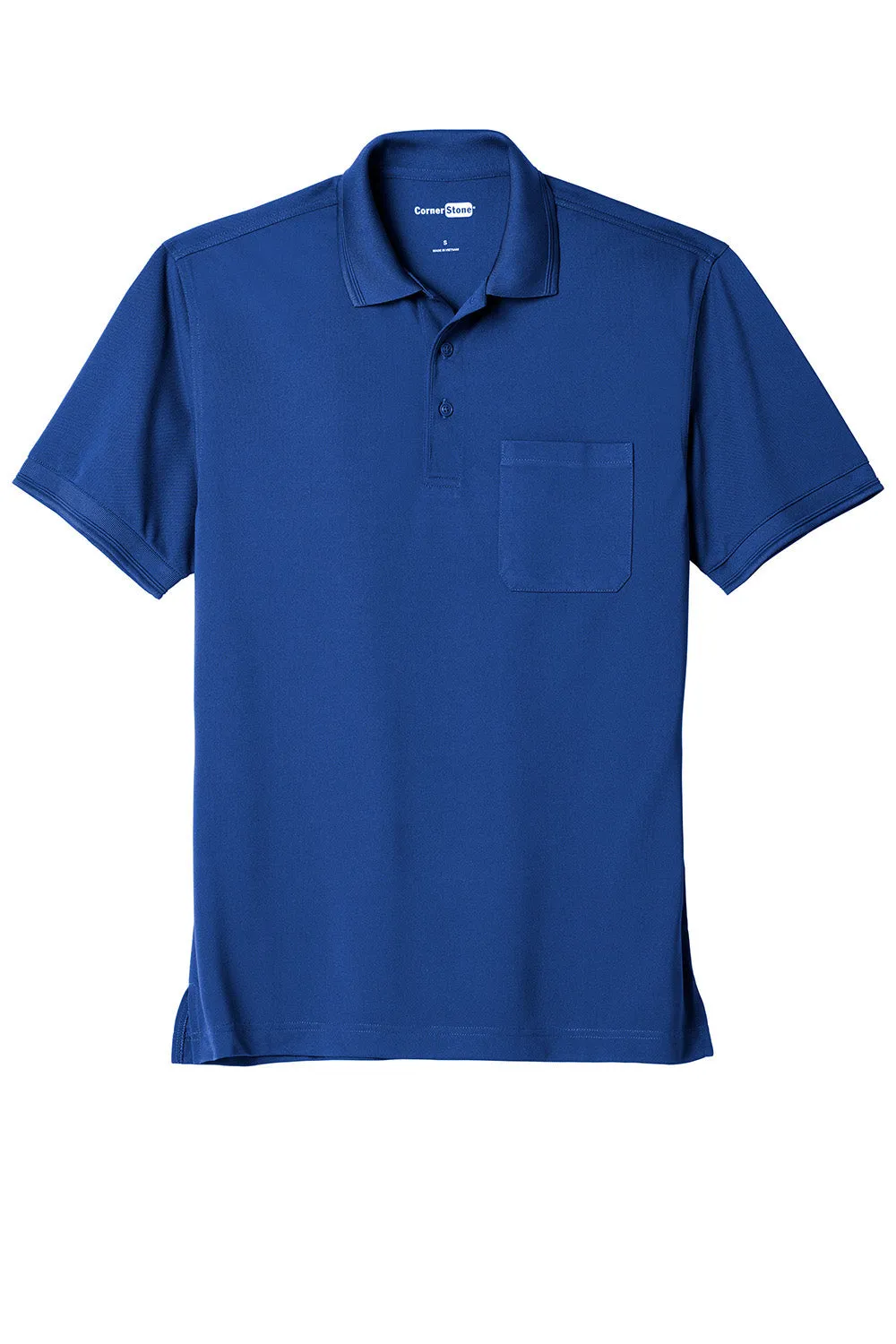 CornerStone Mens Industrial Moisture Wicking Short Sleeve Polo Shirt w/ Pocket - Royal Blue