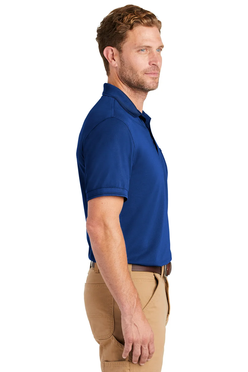 CornerStone Mens Industrial Moisture Wicking Short Sleeve Polo Shirt w/ Pocket - Royal Blue