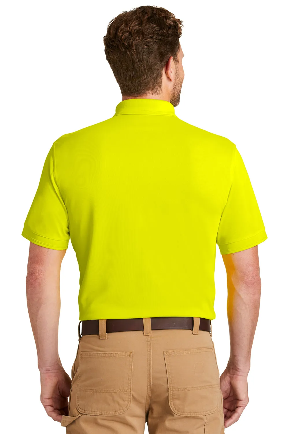 CornerStone Mens Industrial Moisture Wicking Short Sleeve Polo Shirt w/ Pocket - Safety Yellow