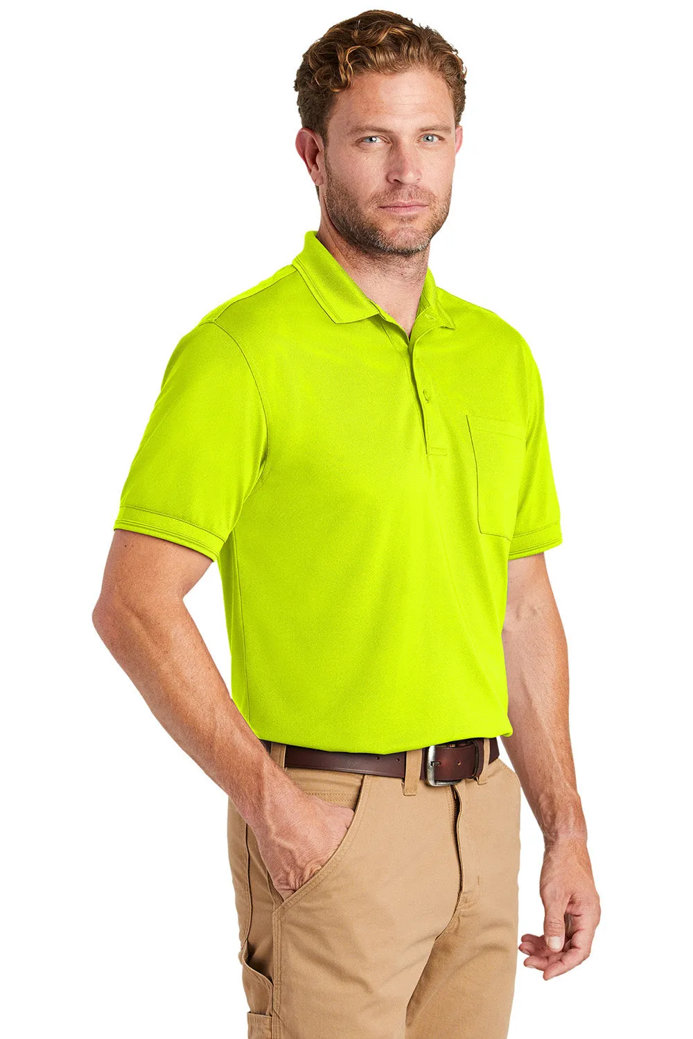 CornerStone Mens Industrial Moisture Wicking Short Sleeve Polo Shirt w/ Pocket - Safety Yellow