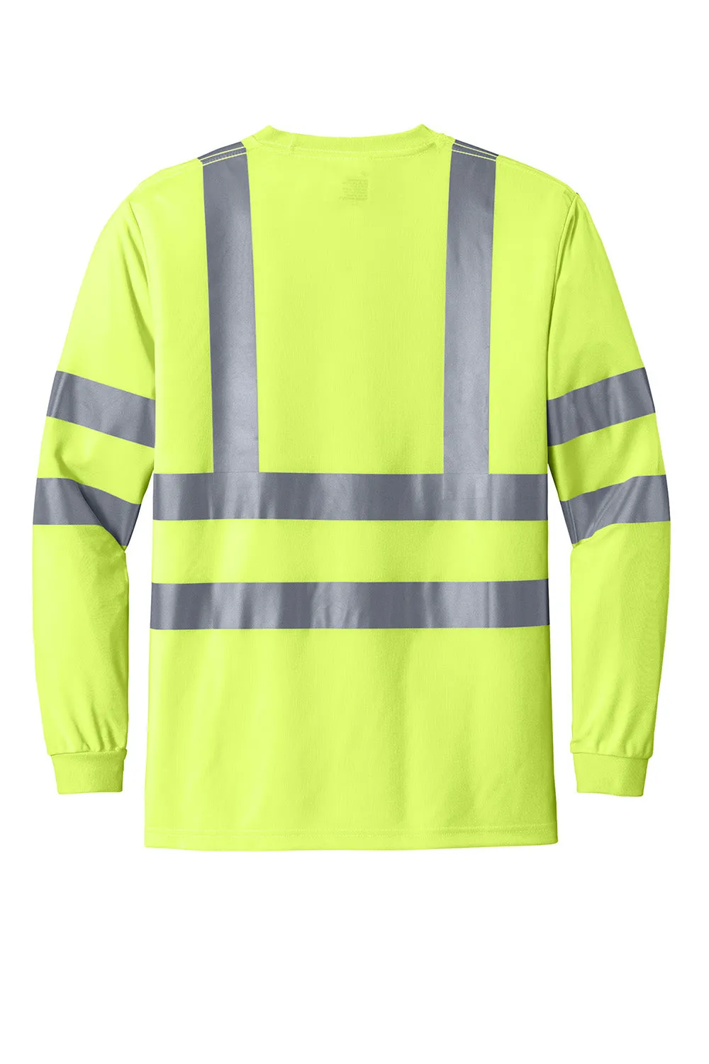 CornerStone Mens Moisture Wicking Long Sleeve Crewneck T-Shirt w/ Pocket - Safety Yellow