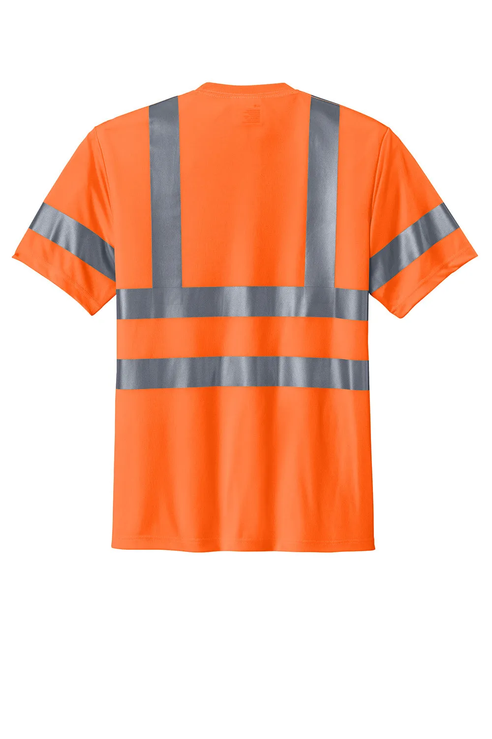 CornerStone Mens Moisture Wicking Short Sleeve Crewneck T-Shirt w/ Pocket - Safety Orange