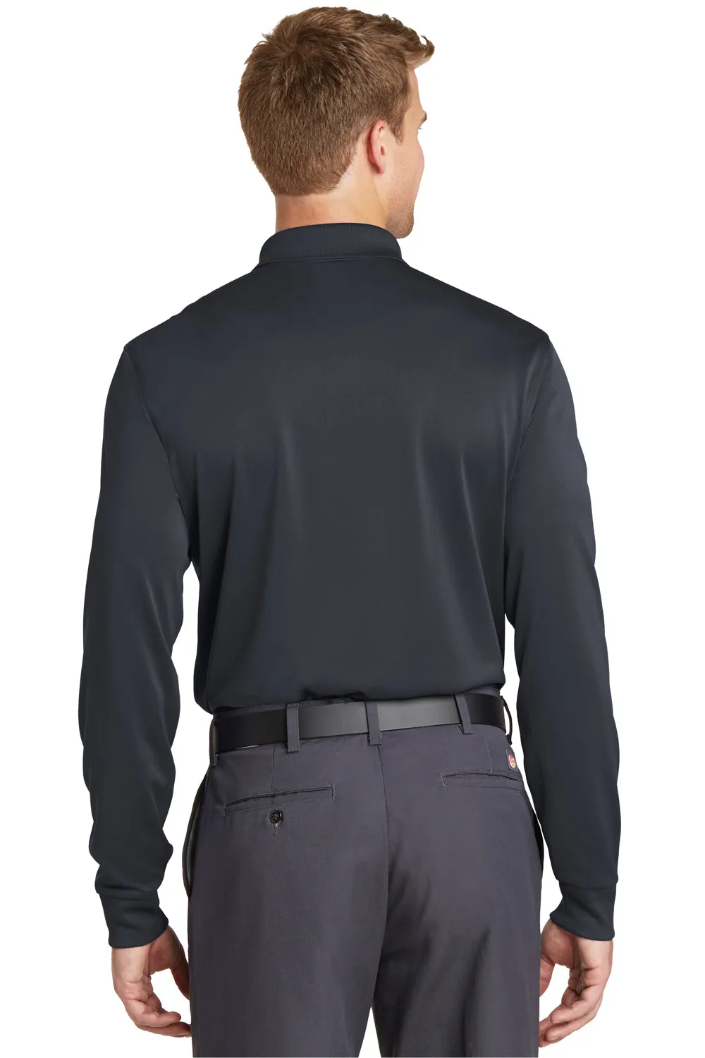 CornerStone Mens Select Moisture Wicking Long Sleeve Polo Shirt - Charcoal Grey