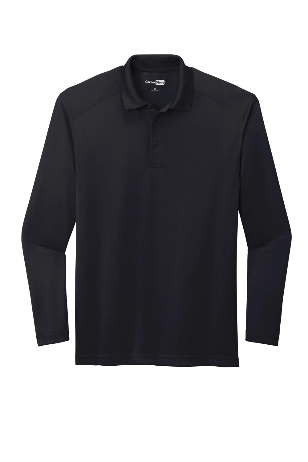 CornerStone Mens Select Moisture Wicking Long Sleeve Polo Shirt - Dark Navy Blue