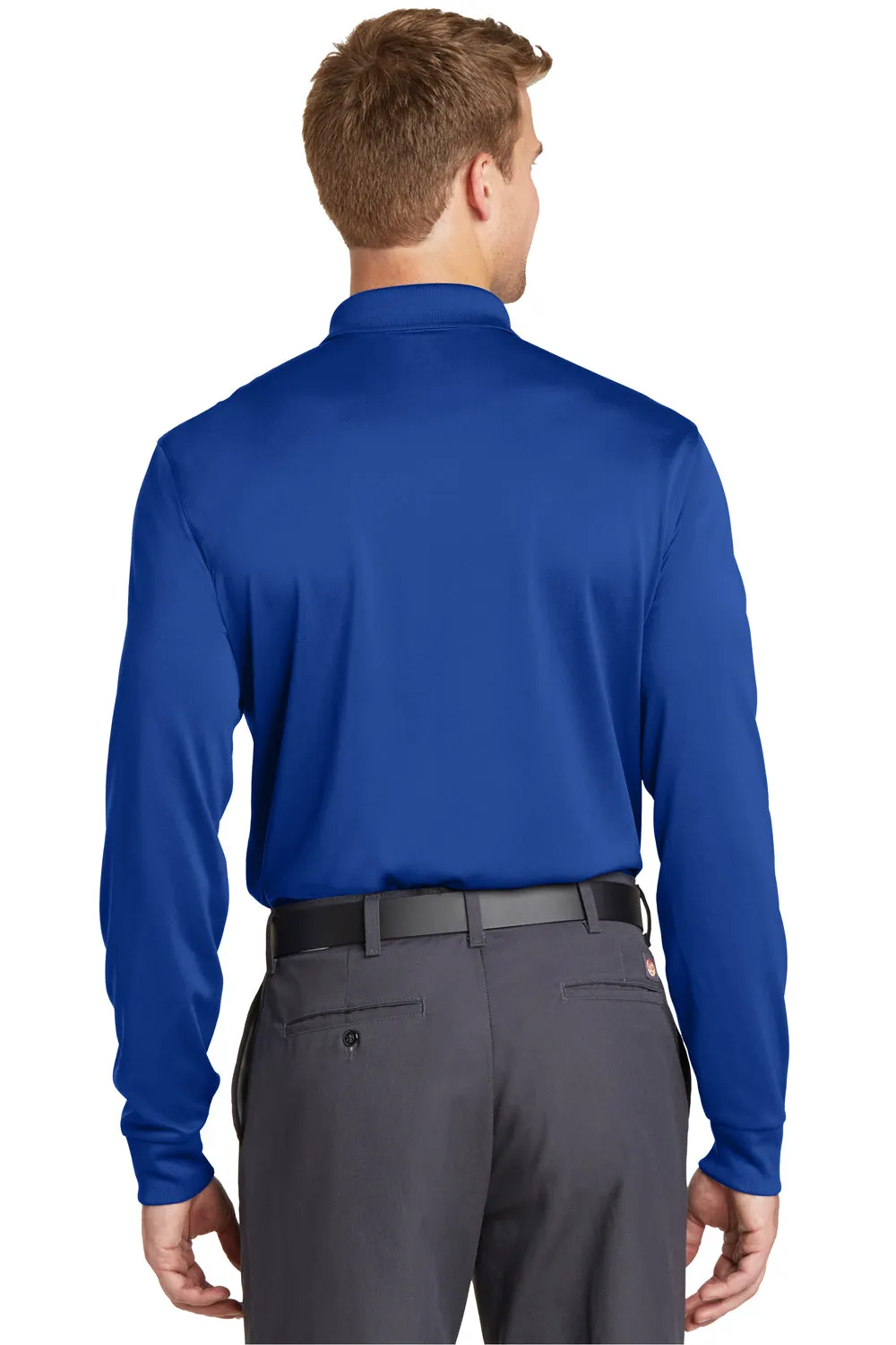 CornerStone Mens Select Moisture Wicking Long Sleeve Polo Shirt - Royal Blue