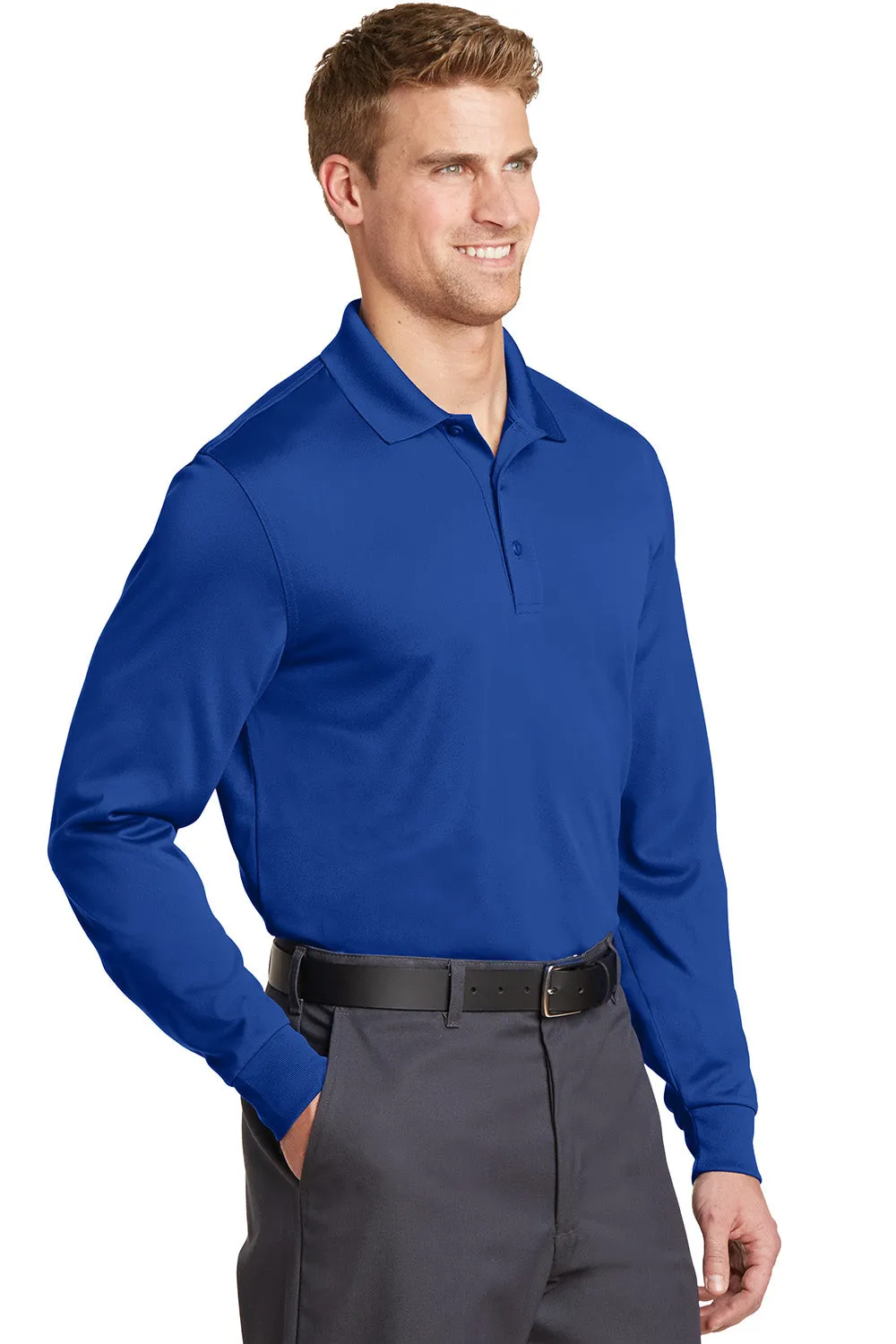 CornerStone Mens Select Moisture Wicking Long Sleeve Polo Shirt - Royal Blue