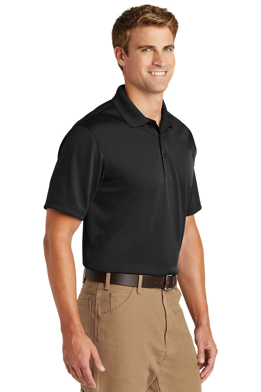 CornerStone Mens Select Moisture Wicking Short Sleeve Polo Shirt - Black