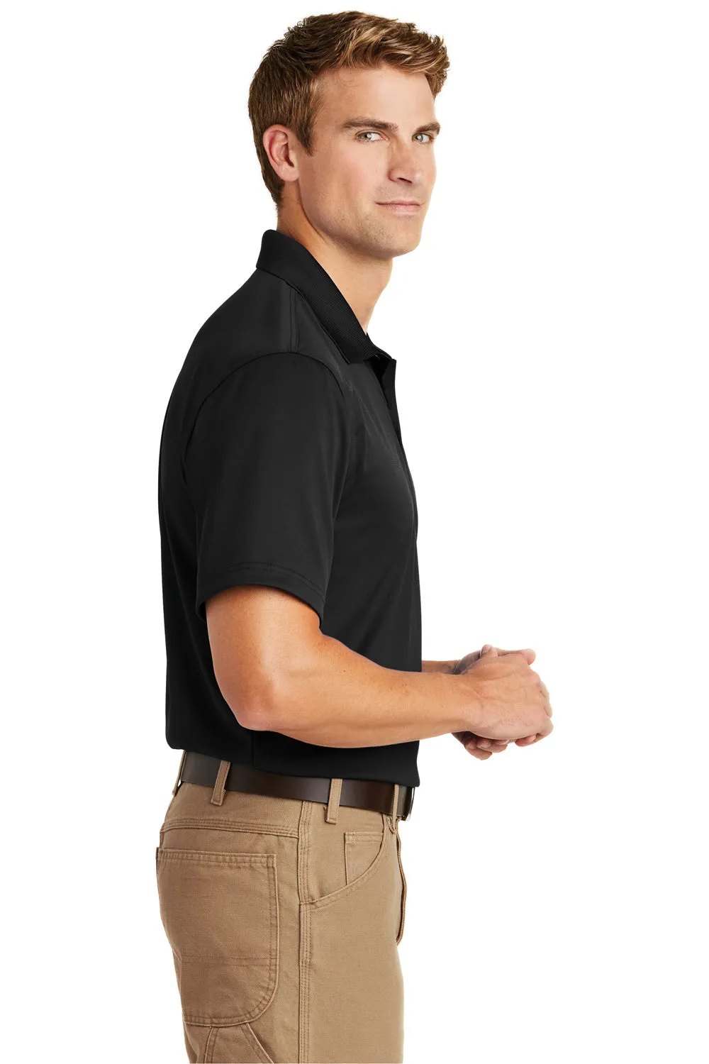CornerStone Mens Select Moisture Wicking Short Sleeve Polo Shirt - Black
