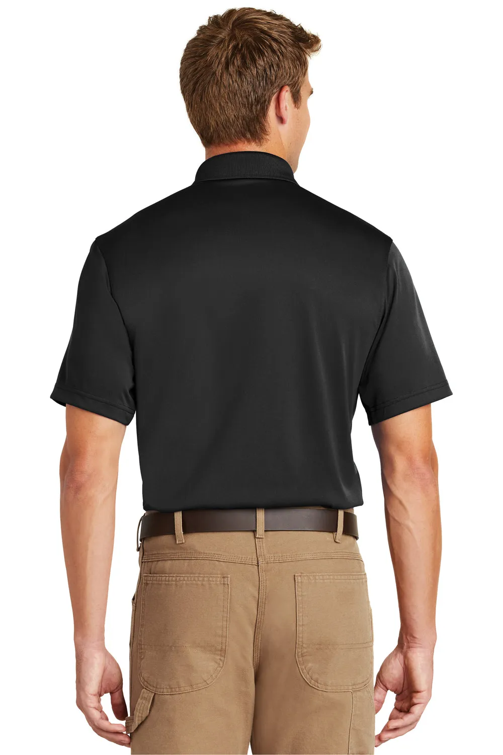 CornerStone Mens Select Moisture Wicking Short Sleeve Polo Shirt - Black