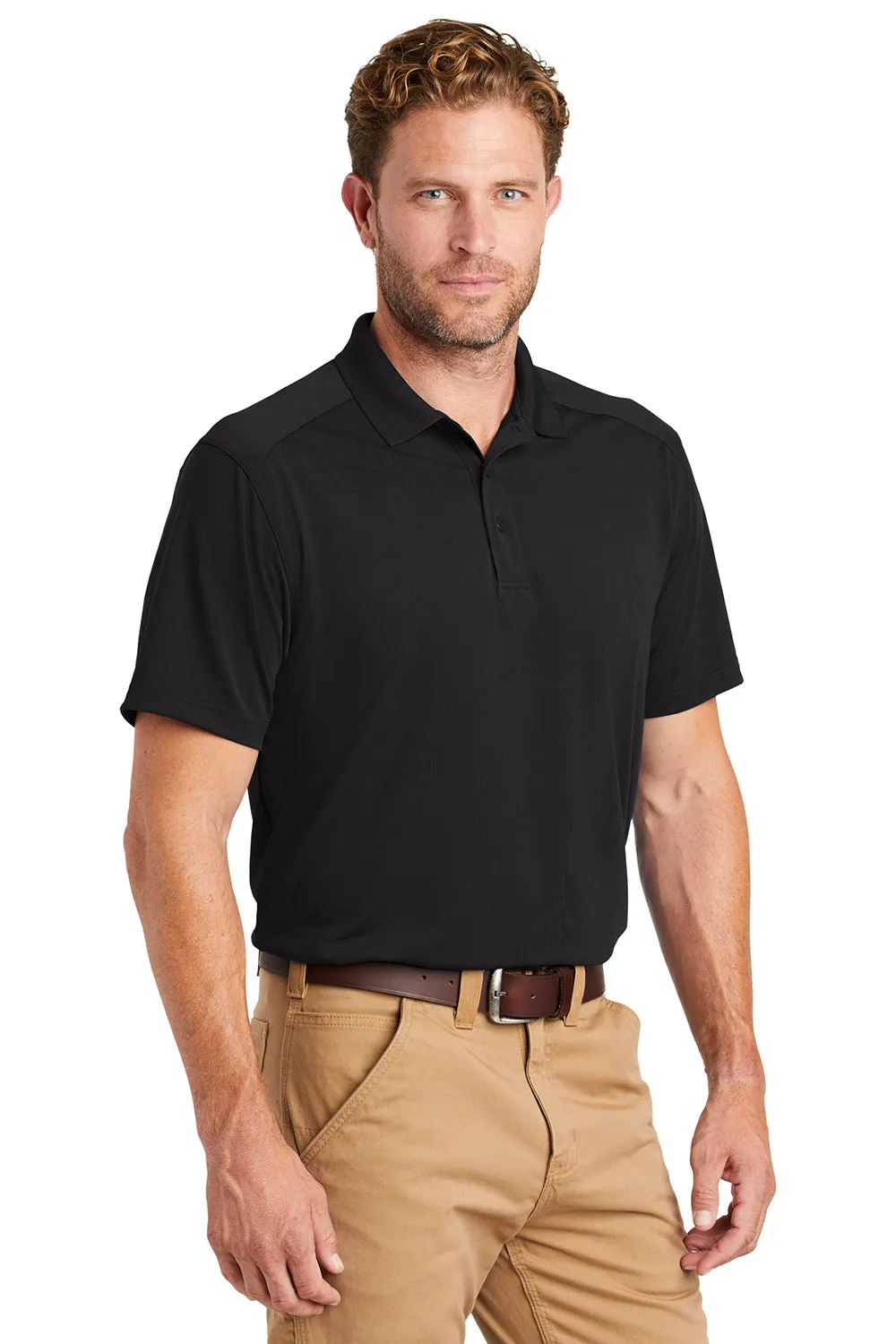 CornerStone Mens Select Moisture Wicking Short Sleeve Polo Shirt - Black