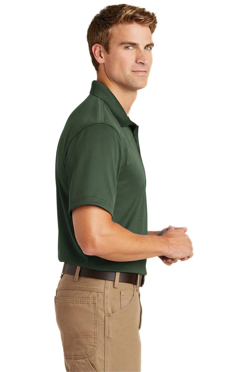 CornerStone Mens Select Moisture Wicking Short Sleeve Polo Shirt - Dark Green