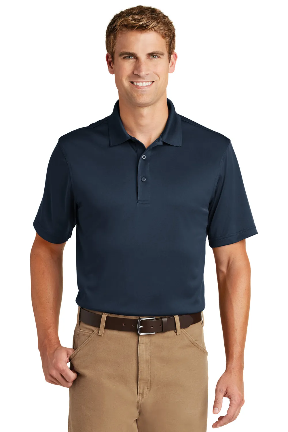 CornerStone Mens Select Moisture Wicking Short Sleeve Polo Shirt - Dark Navy Blue