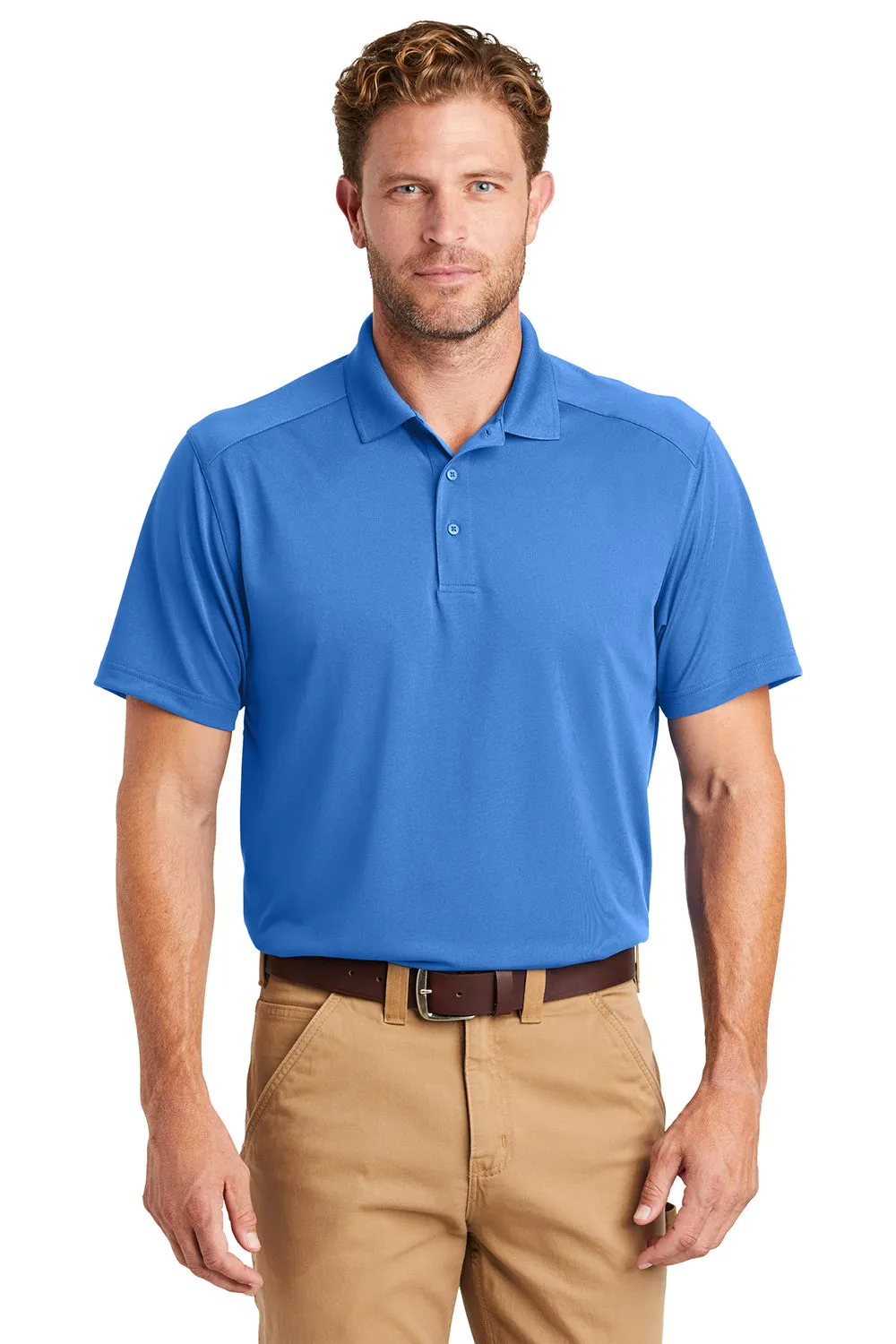 CornerStone Mens Select Moisture Wicking Short Sleeve Polo Shirt - Lake Blue