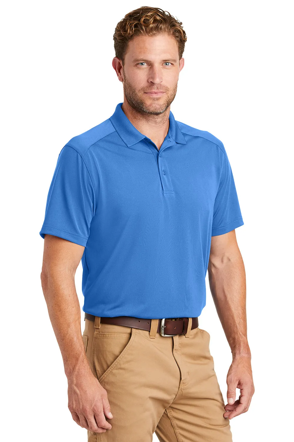 CornerStone Mens Select Moisture Wicking Short Sleeve Polo Shirt - Lake Blue