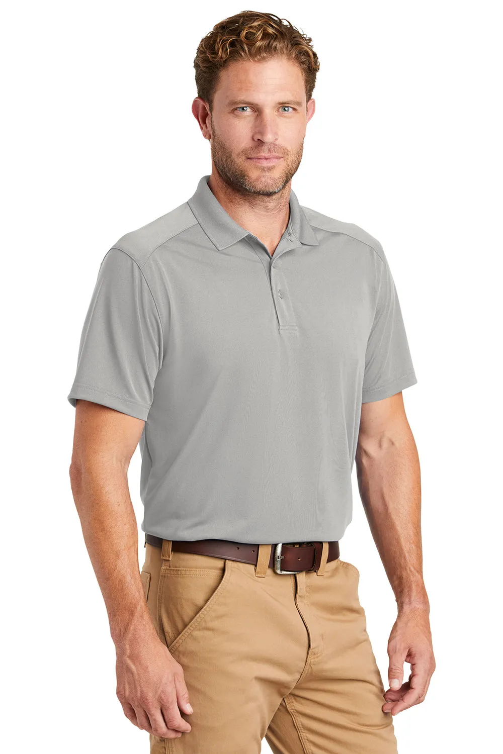 CornerStone Mens Select Moisture Wicking Short Sleeve Polo Shirt - Light Grey