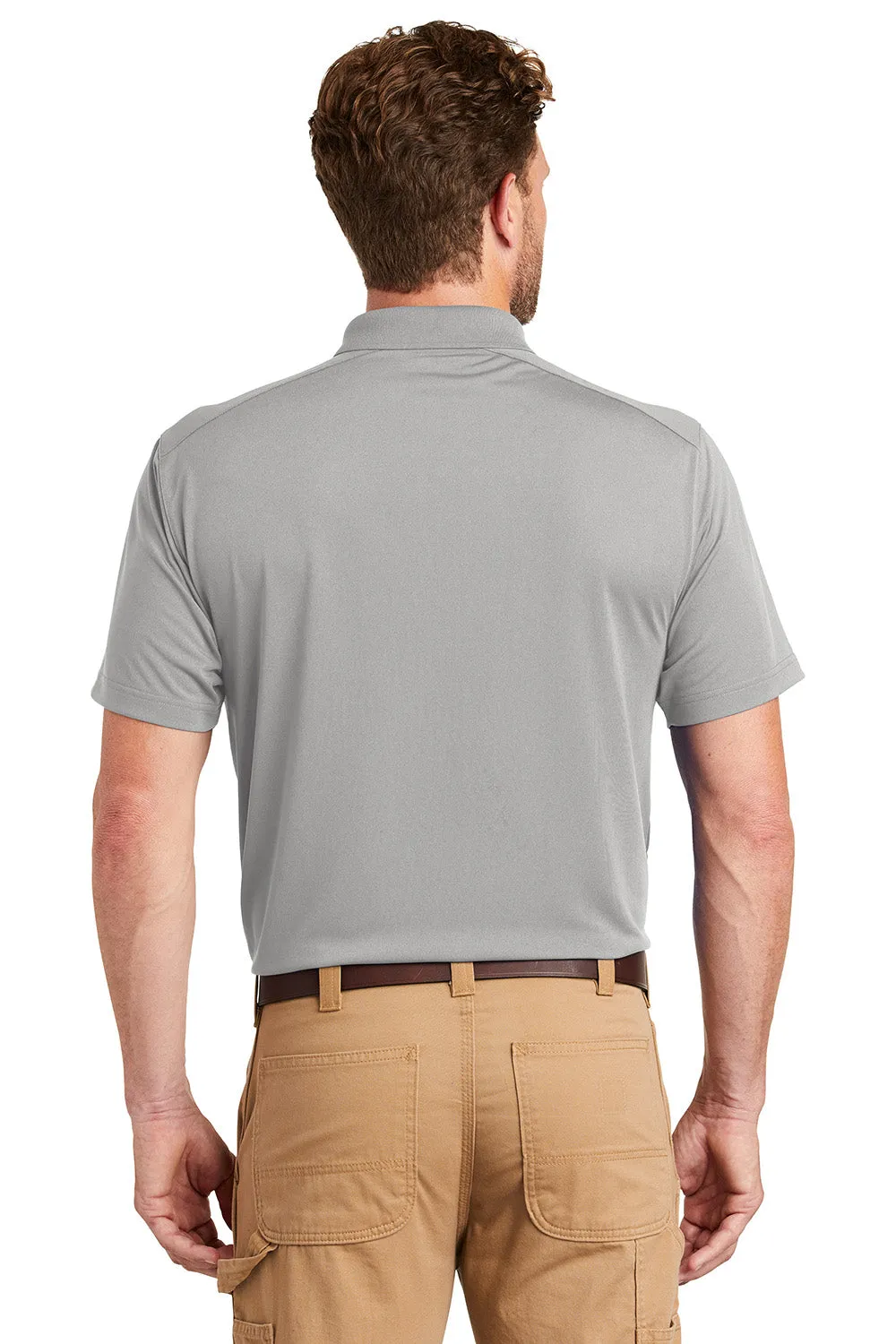 CornerStone Mens Select Moisture Wicking Short Sleeve Polo Shirt - Light Grey