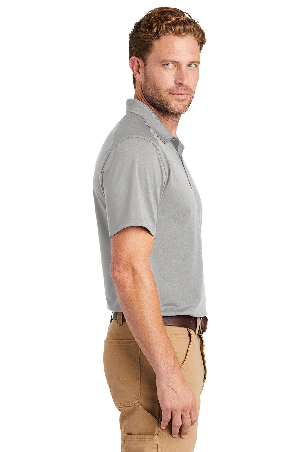 CornerStone Mens Select Moisture Wicking Short Sleeve Polo Shirt - Light Grey