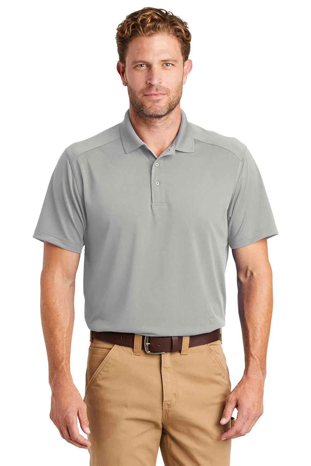 CornerStone Mens Select Moisture Wicking Short Sleeve Polo Shirt - Light Grey