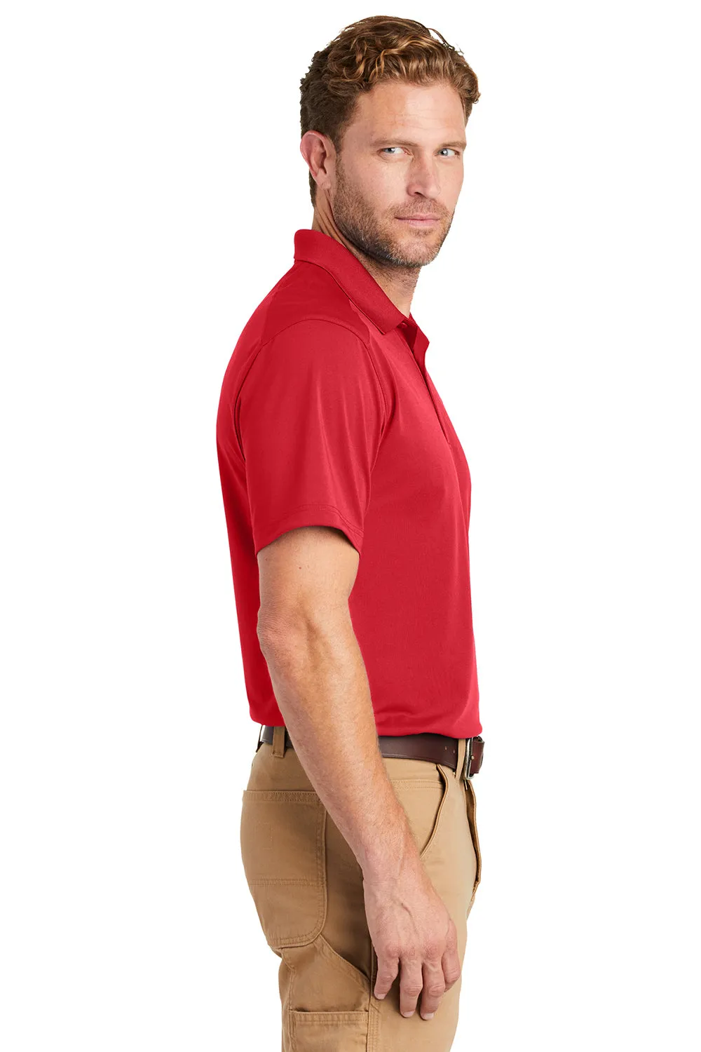 CornerStone Mens Select Moisture Wicking Short Sleeve Polo Shirt - Red