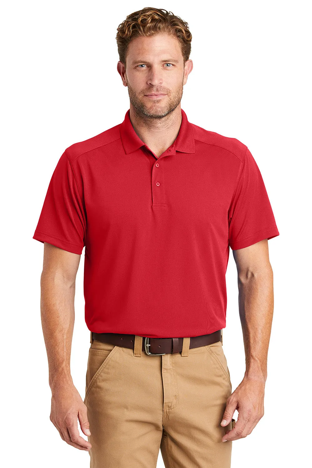 CornerStone Mens Select Moisture Wicking Short Sleeve Polo Shirt - Red